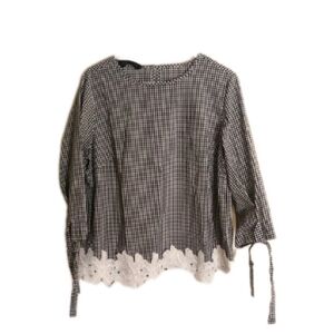 Ming Wang Black and White 3/4 Sleeve Blouse Size Medium